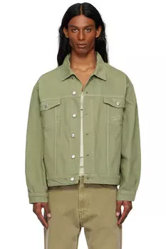 Куртка в стиле дальнобойщика Trucker denim Maison Kitsun, зеленый