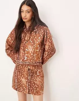Куртка в стиле вестерн ASOS DESIGN из денима с принтом оленя