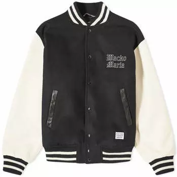 Куртка Wacko Maria Gothic Logo Leather Varsity, черный