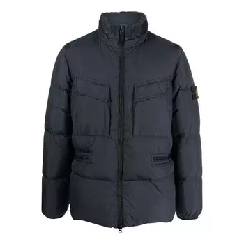 Куртка waffen patch crinkle labs down padded jacket 'black' Stone Island, черный