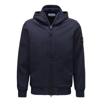 Куртка waffen patch soft shell hooded zip-up jacket 'navy' Stone Island, синий