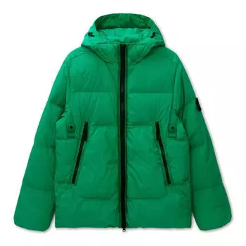 Куртка wappen patch garment dyckring claup nylon down tc hooded padded 'green' Stone Island, зеленый