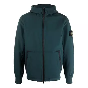 Куртка wappen patch softshell hoody zip-up jacket 'dark green' Stone Island, зеленый