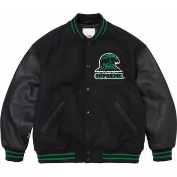 Куртка wave varsity jacket 'black green' Supreme, черный