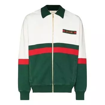 Куртка web detail panelled zip-up cardigan 'white green' Gucci, белый