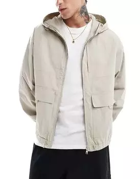 Куртка-ветровка с капюшоном в каменном цвете ASOS DESIGN