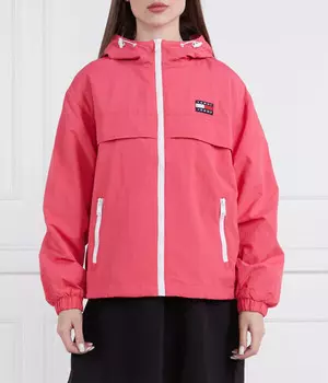 Куртка ветровка женская Tommy Jeans с капюшоном и контрастными молниями, розовый