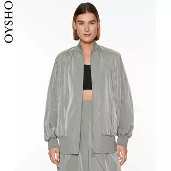 Куртка ветрозащитная Oysho на молнии, темно-серый