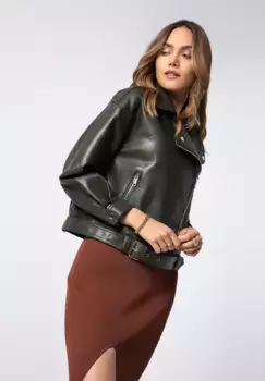 Куртка WITTCHEN из искусственной кожи "Современная классика", без капюшона, женская куртка oversize из экокожи WITTCHEN, зеленый