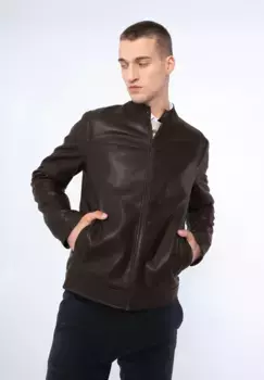 Куртка WITTCHEN из искусственной кожи "Современная классика", без капюшона, мужская куртка WITTCHEN из эко-кожи с декоративными карманами, коричневый