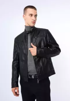 Куртка WITTCHEN из искусственной кожи "Современная классика", без капюшона, мужская куртка WITTCHEN из эко-кожи с карманами на подкладке, черный