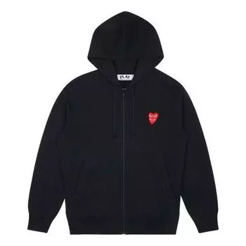 Куртка (WMNS) COMME des GARCONS PLAY Zip Hooded Sweatshirt With Red Family Heart 'Black', черный