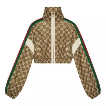 Куртка (WMNS) GUCCI Interlocking G Zipper Jacket 'Olive Green Ivory', зеленый