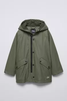Куртка водоотталкивающая прорезиненная ZARA, хаки
