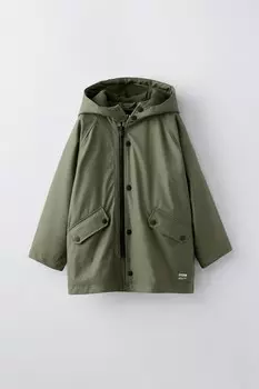 Куртка водоотталкивающая прорезиненная ZARA, хаки