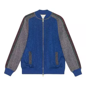 Куртка wool lam bomber jacket 'blue red multicolor' Gucci, синий