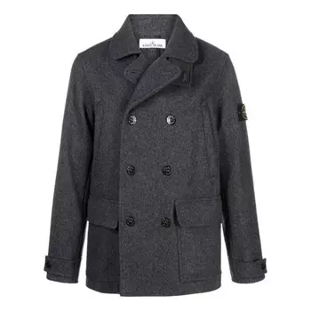 Куртка wool street style plain logo peacoats coats 'grey' Stone Island, серый