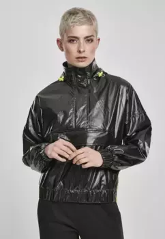 Куртка всепогодная URBAN CLASSICS " Urban Classics Ladies Vanish Crinkle Pullover Jacket" (1 шт.), с капюшоном, черный