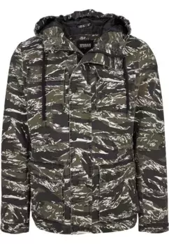 Куртка всепогодная URBAN CLASSICS " Urban Classics Men's Tiger Camo Cotton Jacket" (1 шт.), с капюшоном, оливковый