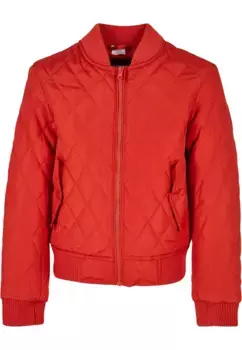 Куртка всепогодная URBAN CLASSICS " Urban Classics Women's Girls Diamond Quilt Nylon Jacket" (1 шт.), без капюшона, красный