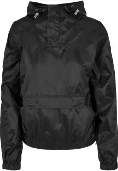 Куртка всепогодная URBAN CLASSICS " Urban Classics Women's Ladies Transparent Light Pullover Jacket" (1 шт.), с капюшоном, черный