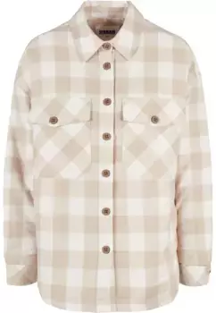 Куртка всепогодная URBAN CLASSICS " Urban Classics Women's Ladies Flannel Padded Overshirt" (1 шт.), без капюшона, цвет Whitesand/Lighttaupe