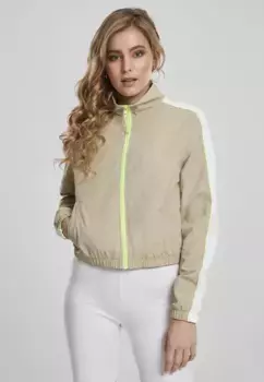 Куртка всепогодная URBAN CLASSICS " Urban Classics Women's Ladies Short Piped Track Jacket" (1 шт.), без капюшона, цвет Concrete/Electriclime