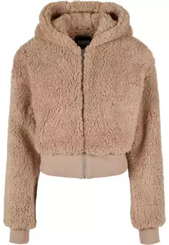 Куртка всепогодная URBAN CLASSICS " Urban Classics Women's Ladies Short Oversized Sherpa Jacket" (1 шт.), с капюшоном, коричневый