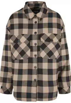 Куртка всепогодная URBAN CLASSICS " Urban Classics Women's Ladies Flannel Padded Overshirt" (1 шт.), без капюшона, коричневый