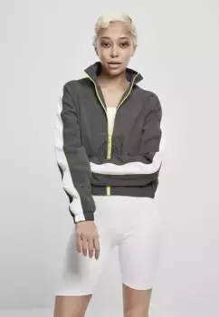 Куртка всепогодная URBAN CLASSICS " Urban Classics Women's Ladies Short Piped Track Jacket" (1 шт.), без капюшона, цвет Darkshadow/Electriclime