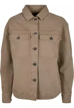 Куртка всепогодная URBAN CLASSICS " Urban Classics Women's Ladies Oversized Shirt Jacket" (1 шт.), без капюшона, хаки