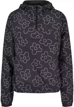 Куртка всепогодная URBAN CLASSICS " Urban Classics Women's Ladies AOP Pullover Jacket" (1 шт.), с капюшоном, черный