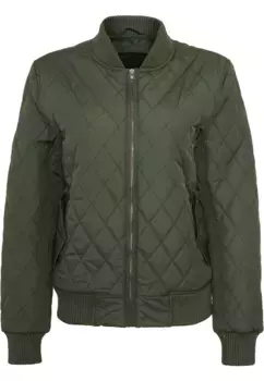 Куртка всепогодная URBAN CLASSICS " Urban Classics Women's Ladies Diamond Quilt Nylon Jacket" (1 шт.), без капюшона, оливковый