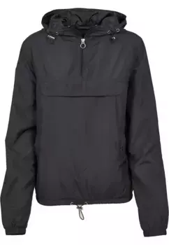 Куртка всепогодная URBAN CLASSICS " Urban Classics Women's Ladies Basic Pullover Jacket" (1 шт.), с капюшоном, черный