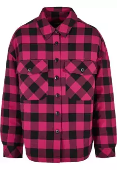 Куртка всепогодная URBAN CLASSICS " Urban Classics Women's Ladies Flannel Padded Overshirt" (1 шт.), без капюшона, цвет Wildviolet/Black