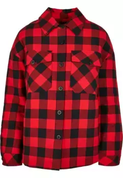 Куртка всепогодная URBAN CLASSICS " Urban Classics Women's Ladies Flannel Padded Overshirt" (1 шт.), без капюшона, красный