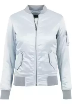 Куртка всепогодная URBAN CLASSICS " Urban Classics Women's Ladies Satin Bomber Jacket" (1 шт.), без капюшона, голубой