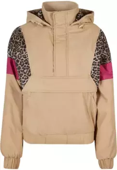 Куртка всепогодная URBAN CLASSICS " Urban Classics Women's Ladies AOP Mixed Pullover Jacket" (1 шт.), с капюшоном, бежевый