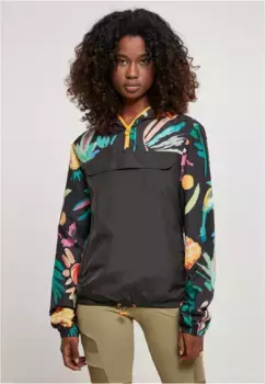 Куртка всепогодная URBAN CLASSICS " Urban Classics Women's Ladies Mixed Pullover Jacket" (1 шт.), с капюшоном, цвет Blackfruity