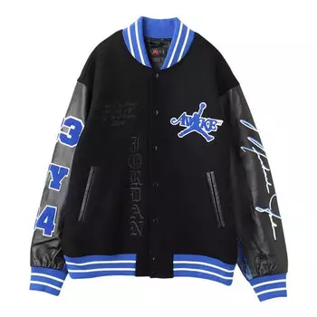 Куртка x awake ny varsity jacket asia sizing 'black game royal' Air Jordan, черный