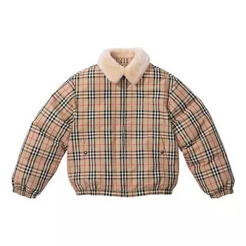 Куртка x burberry shearling collar down puffer jacket 'tan black white' Supreme, бежевый