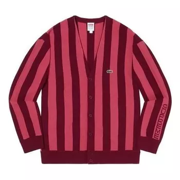 Куртка x lacoste stripe cardigan fw19 jacket 'red' Supreme, красный
