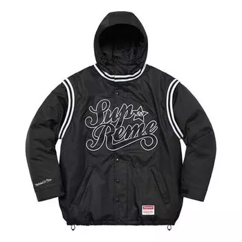 Куртка x mitchell & ness quilted sports jacket 'black white' Supreme, черный