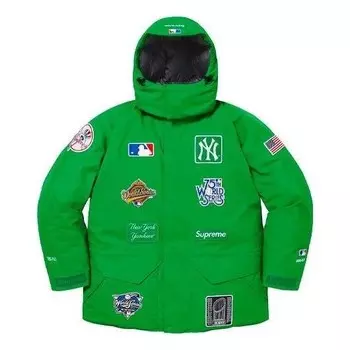Куртка x new york yankees gore-tex 700-fill down jacket 'green white' Supreme, зеленый