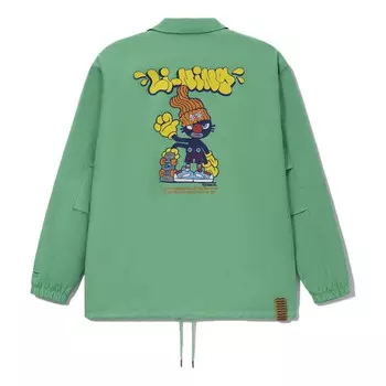 Куртка x persue crossover с рисунком из мультфильма и принтом, длинные рукава, куртка Li-Ning, зеленый