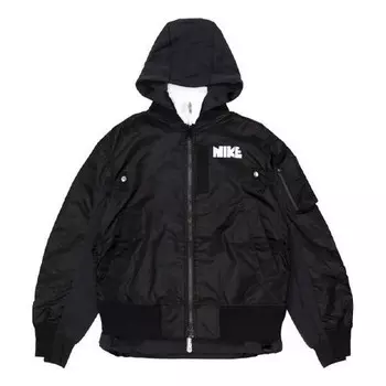 Куртка x sacai double layer contrasting colors sports hooded jacket 'black' Nike, мультиколор
