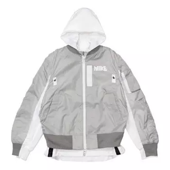 Куртка x sacai double layer contrasting colors sports hooded jacket 'grey' Nike, мультиколор