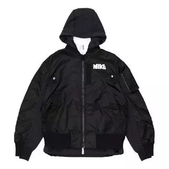 Куртка x sacai double layer contrasting hooded jacket asia sizing 'black' Nike, черный