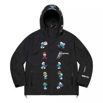 Куртка x smurfs gore-tex shell jacket 'black blue white' Supreme, черный