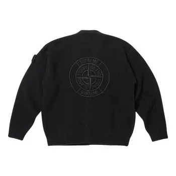 Куртка x stone island fw23 week10 boucle cardigan jacket 'black' Supreme, черный